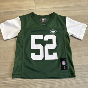 New York Jets David Harris #52 Toddler Jersey‎ 4T Green NFL Football Kids Youth